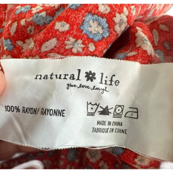 Natural Life romper playsuit womens size Medium red floral wide leg jumpsuit - Picture 8 of 9